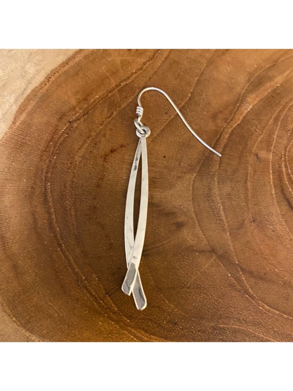 SINGLE Retired James Avery Hammered Crescent Dangle Earring, Sterling Silver